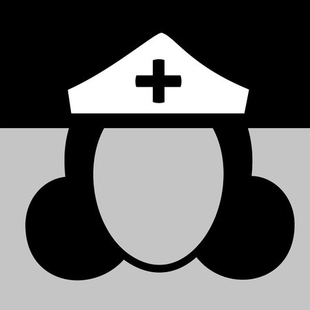Illustration of a nurse icon in black and white	の写真素材