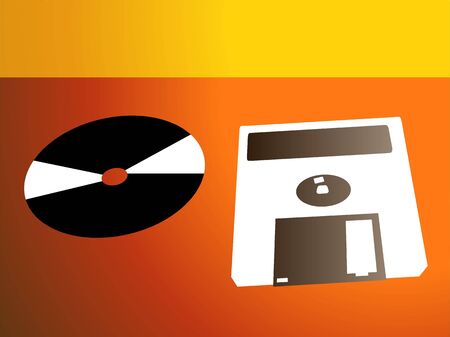 Illustration of a floppy and compact disc	