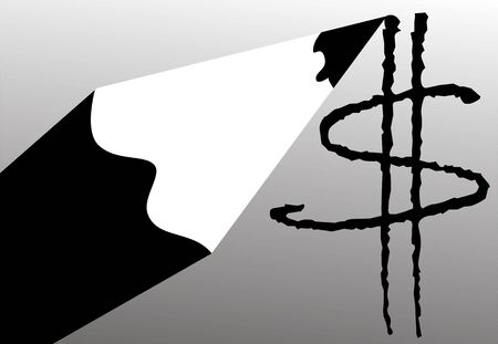 Illustration of pencil drawing dollar	の写真素材