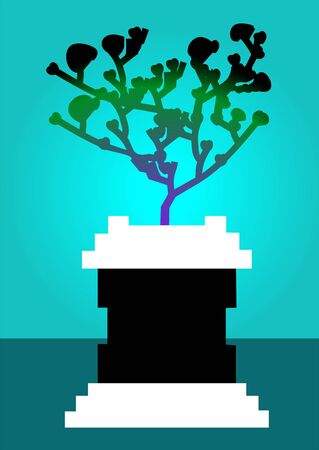 Illustration of a silhouette of flower vase	の写真素材
