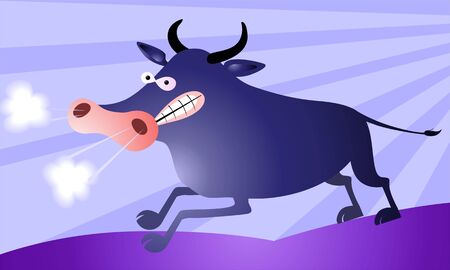 Illustration of a cartoon bull	の写真素材