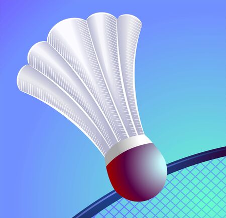 Illustration of a shuttle badminton racket and birdie	の写真素材
