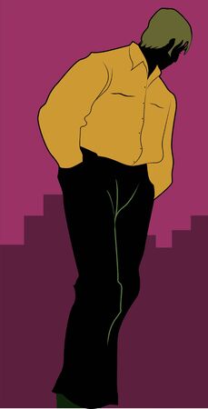 Illustration of a silhouette of man standing の写真素材