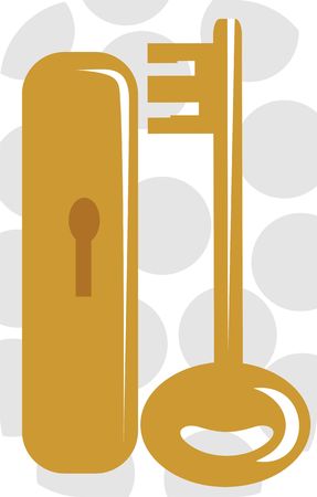 Illustration of a handle door lock and key	の写真素材