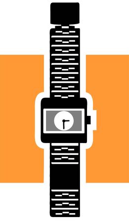 silhouette of a watch with black strap.	の写真素材