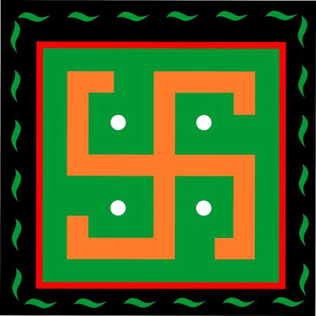 Illustration of Swastika symbol in decoration	の写真素材