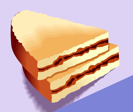 Illustration of two pieces of bread and jam	