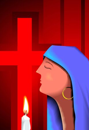 The artist is feeling the sense of sincere worshipの写真素材