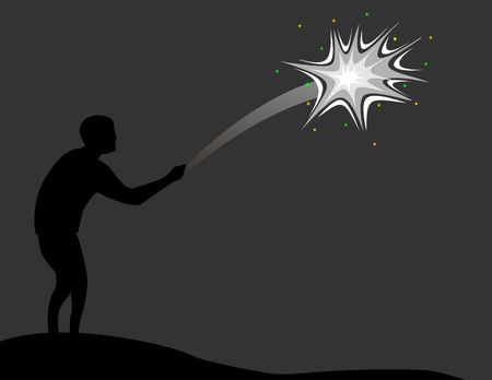 Illustration of fire crackers and people celebrations background
