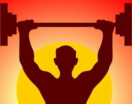 Illustration of man lifting in to the wait lift barの写真素材