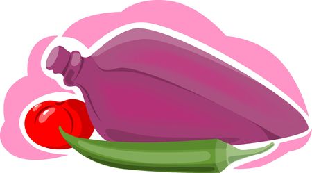 Illustration of vegetables and part of banyan treeの写真素材