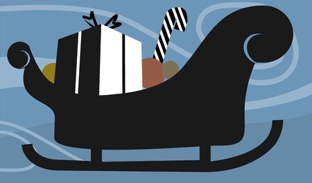 Illustration of gifts in skater wheelbarrow	の写真素材