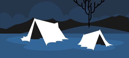 Illustration of tent in a dark night	の写真素材