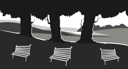 Illustration of parking bench with tree background	の写真素材
