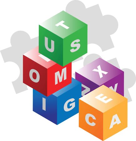 cube with alphabets	のイラスト素材