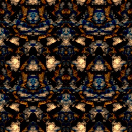 Seamless abstract pattern in blue, orange and black tonesの写真素材