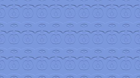 Seamless abstract background with ornament from repeated patterns with effect of stamping in blue...