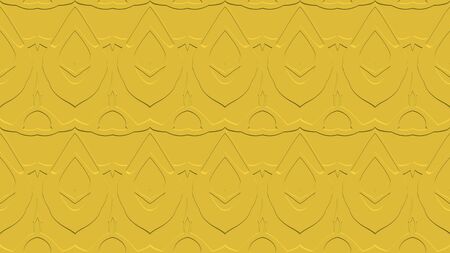 Seamless abstract background with ornament from repeated patterns with effect of stamping in yellow tonesの写真素材