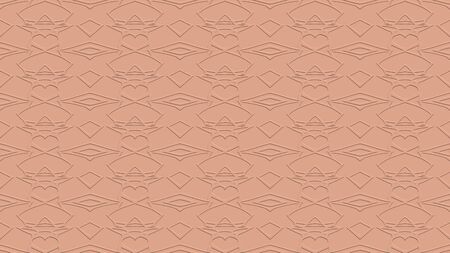 Seamless abstract background with ornament from repeated patterns with effect of stamping in orange tonesの写真素材