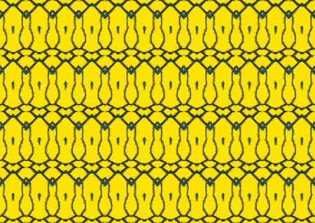 Abstract backdrop with ornament from repeated patterns in yellow and blue tones, colorful background for  poster, site, interior design, stickersの写真素材