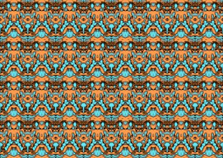 Seamless abstract backdrop with ornament from repeated patterns in orange and cyan tones, colorful...