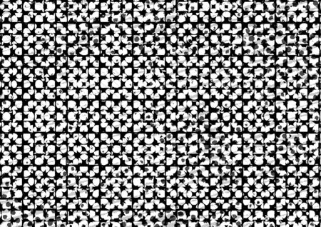 Abstract halftone backdrop in white and black tones in grunge style, monochrome background for...