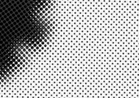 Abstract halftone backdrop in white and black tones in newsprint printing style with dots,...