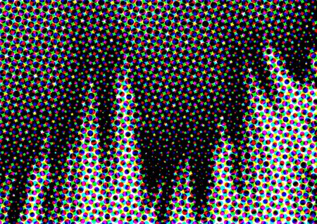 Abstract dotted colored backdrop in newsprint printing style with circles, bright background for greeting cards, posters, advertisingの写真素材