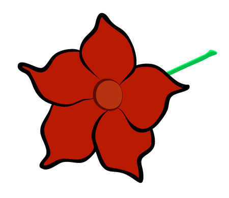 Vector illustration, flat cartoon red Mandevilla flower isolated on white backgroundのイラスト素材