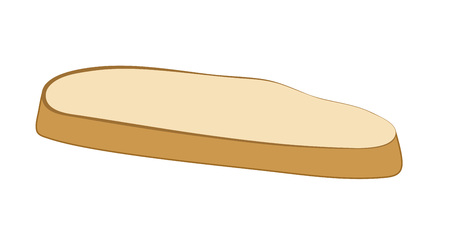 Vector illustration, cartoon flat one piece of baked bread isolated on white background.のイラスト素材