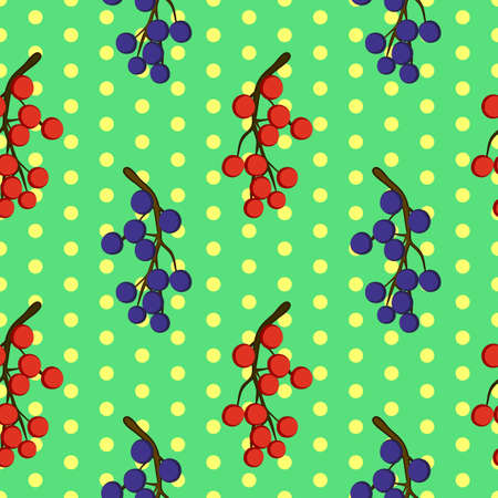 Vector illustration, soft seamless pattern in vintage style, beautiful cartoon currant berries on...
