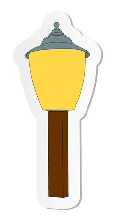 Vector illustration, sticker of yellow streetlight in flat cartoon style isolated on white backgroundのイラスト素材