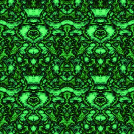 Digital illustration, geometric abstract seamless pattern with 3d relief effect. Green and black colorsの写真素材