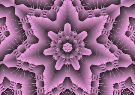 Digital illustration, geometric abstract colorful kaleidoscope symmetrical pattern with gradient effect. Vintage beautiful decorative backgroundの写真素材