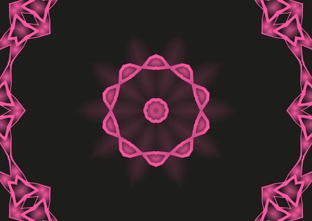 Digital illustration, geometric abstract colorful kaleidoscope symmetrical pattern with gradient effect. Vintage beautiful decorative backgroundの写真素材