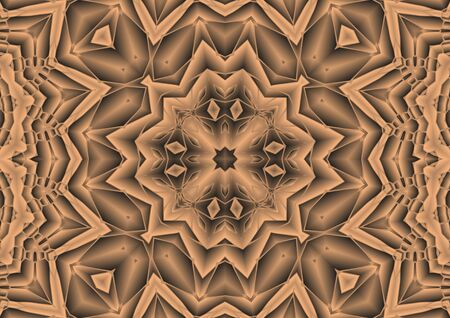 Digital illustration, geometric abstract colorful kaleidoscope symmetrical pattern with gradient effect. Vintage beautiful decorative backgroundの写真素材