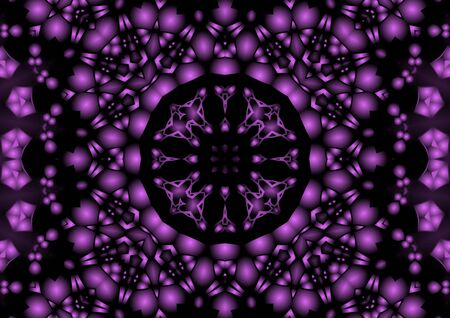 Digital illustration, geometric abstract colorful kaleidoscope symmetrical pattern with gradient effect. Vintage beautiful decorative backgroundの写真素材