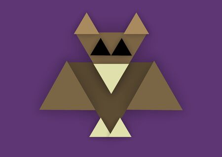 Owl in night sky, vector illustration in abstract style of paper cut from trianglesのイラスト素材