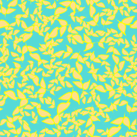 Seamless floral pattern with cute cartoon color leafs, doodle original vector drawingのイラスト素材