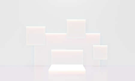 Scene with podium for mock up presentation in white color and minimalist style with copy space, 3d render abstract background designの写真素材