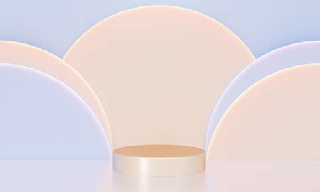Scene with podium for mock up presentation in pastel color and minimalism style with copy space, 3d...