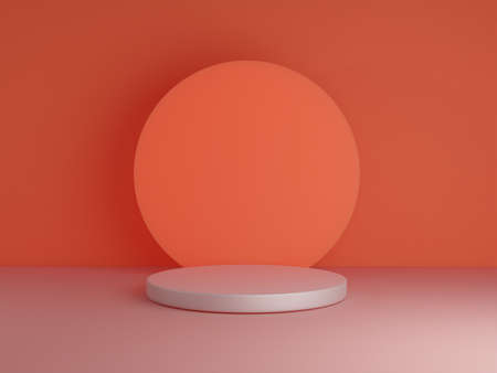 Scene with podium for mock up presentation in pink color and minimalism style with copy space, 3d render abstract background designの写真素材