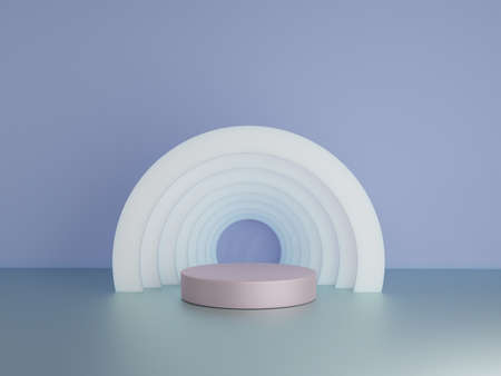 Scene with podium for mock up presentation in blue color and minimalism style with copy space, 3d render abstract background designの写真素材