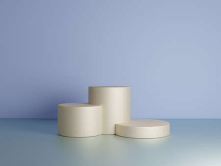 Scene with podium for mock up presentation in blue color and minimalism style with copy space, 3d render abstract background designの写真素材