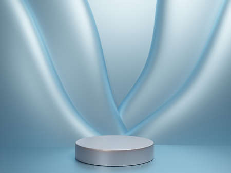 Scene with podium for mock up presentation in blue color and minimalism style with copy space, 3d render abstract background designの写真素材