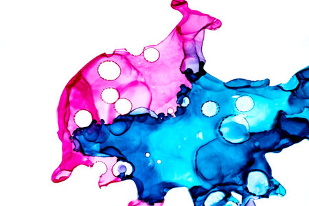 Abstract color background, hand drawn alcohol painting, liquid ink techniqueの写真素材