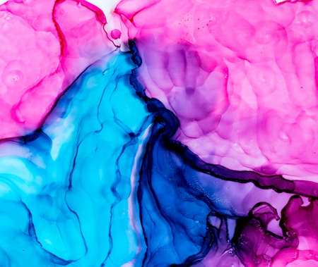 Abstract color background, hand drawn alcohol painting, liquid ink techniqueの写真素材