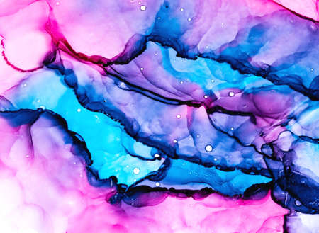 Abstract color background, hand drawn alcohol painting, liquid ink techniqueの写真素材