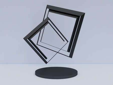 Scene with podium for mock up presentation in grey color and minimalism style with copy space, 3d...