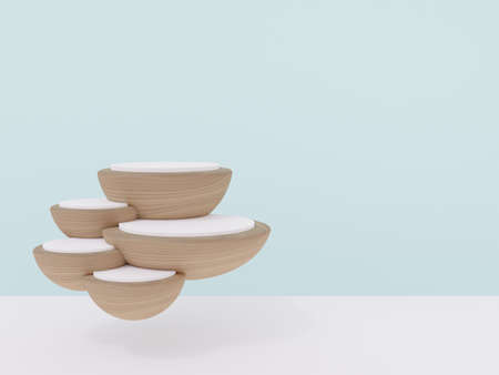 Scene with podium for mock up presentation in minimalism style with copy space, 3d render abstract...